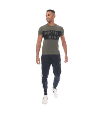 Mens Crew Neck T-shirt Green Black Emporio Armani