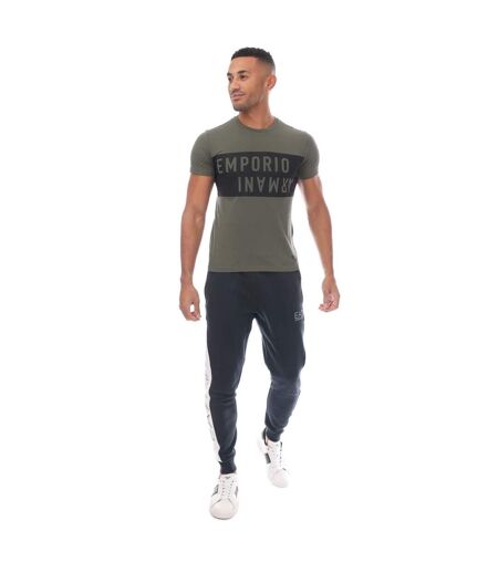 Mens crew neck t-shirt green/black Emporio Armani