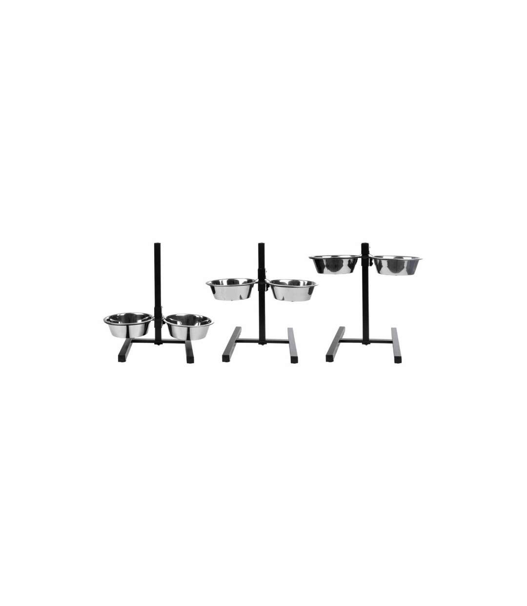 Lot de 2 Gamelles pour Chien Réglable 46cm Argent-2