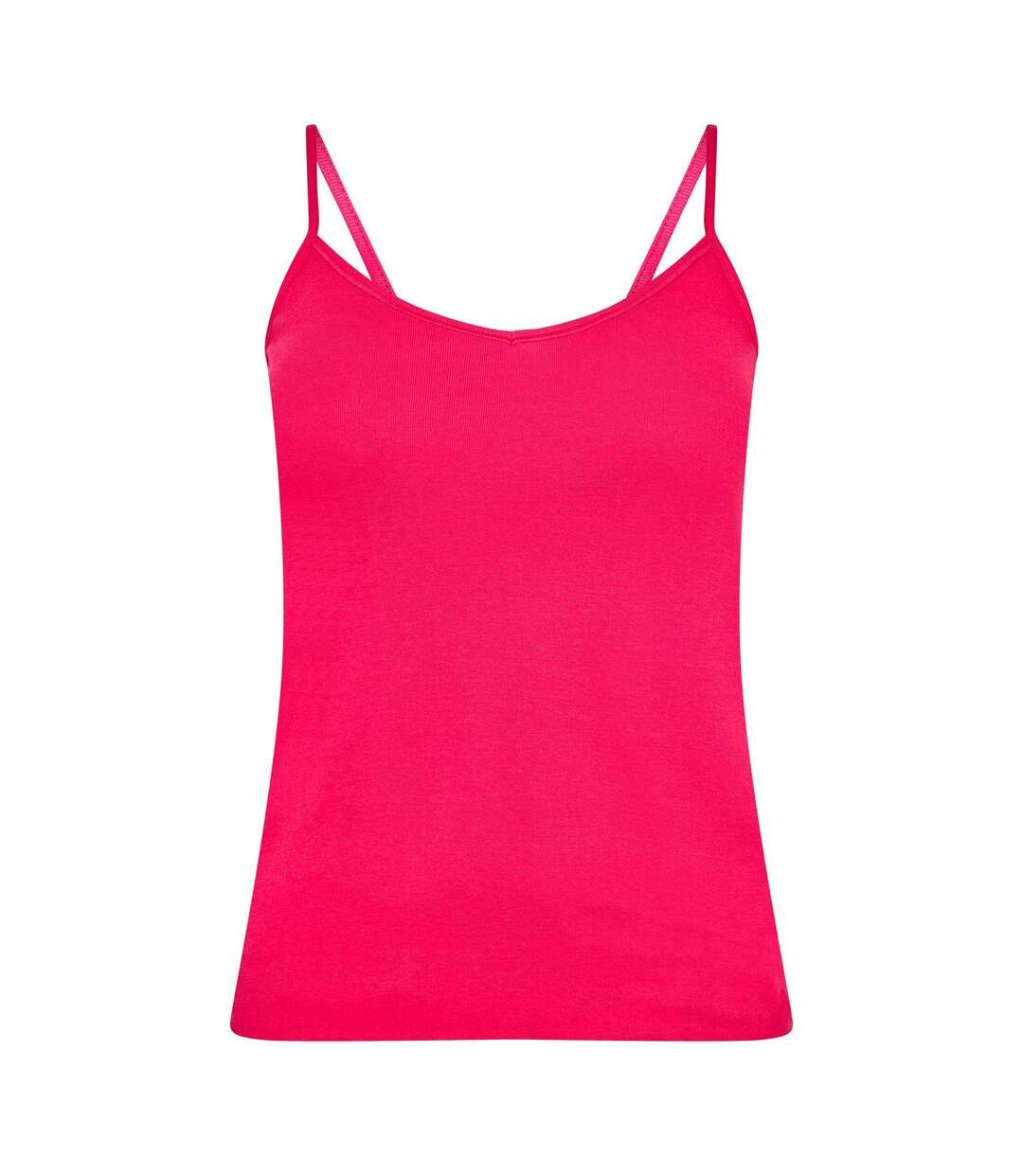 Womens/ladies Ribbed V Neck Vest Top Pink Puma-1