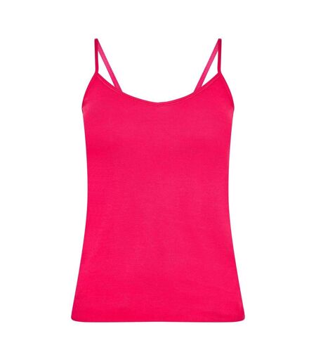 Womens/ladies Ribbed V Neck Vest Top Pink Puma