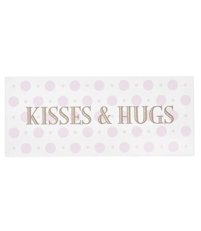 Plaque métallique de décoration - Kisses & Hugs - Rose
