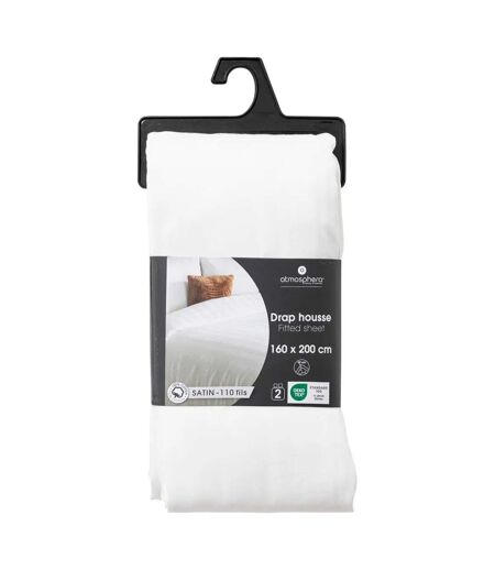 Drap Housse Satine 160x200cm Blanc