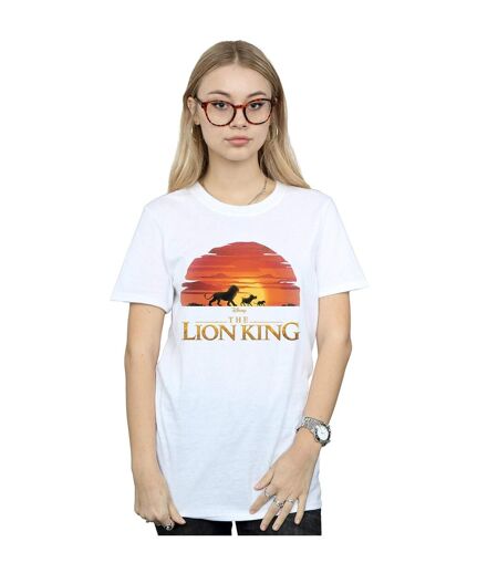 Disney Womens/Ladies The Lion King Movie Sunset Logo Cotton Boyfriend T-Shirt (Blanc) - UTBI29143