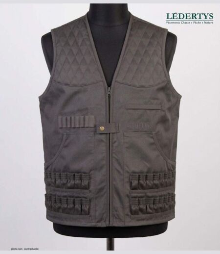 Gilet de Chasse LEDERTYS Spécial Munitions LY0204 – Cartouchière Haute Capacité, Carnier et Épaules Matelassées