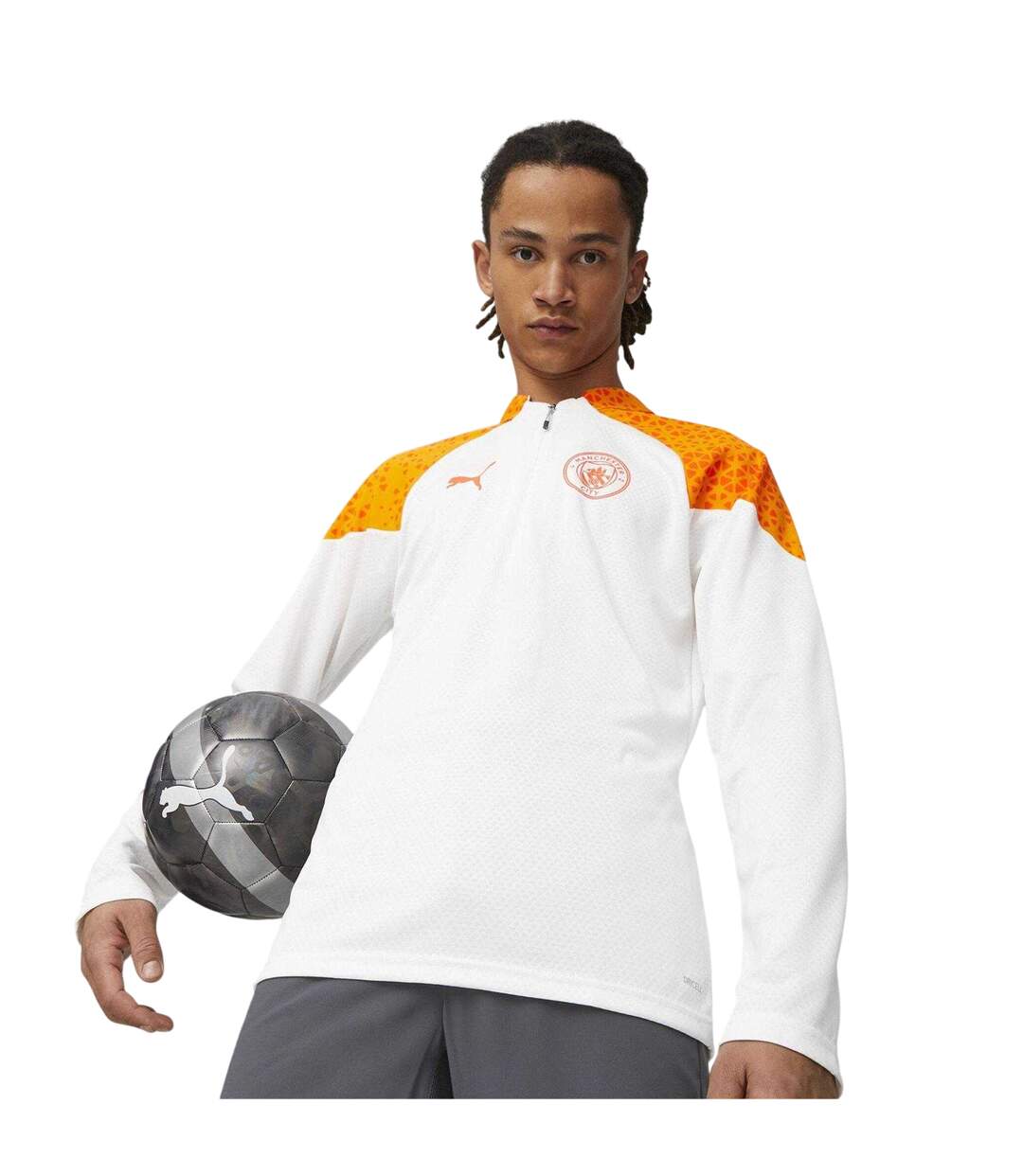 Mens Manchester City Fc Quarter Zip Training Drill Top Marble Puma-1