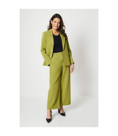 Womens/ladies zip pocket petite wide leg trousers khaki green Principles