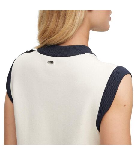 Womens/ladies Franata Knitted Dress White Black Boss