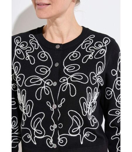 Gilet cardigan boutonné court brodé