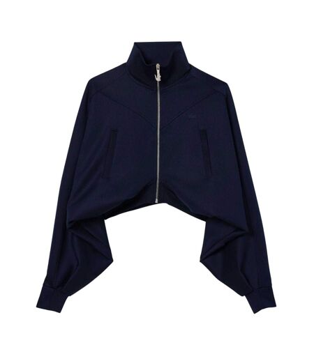 Womens/ladies Full Zip Crop Sweatshirt Navy Lacoste