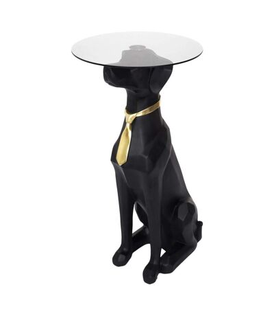 Table basse déco chien assis plateau en verre 66 cm