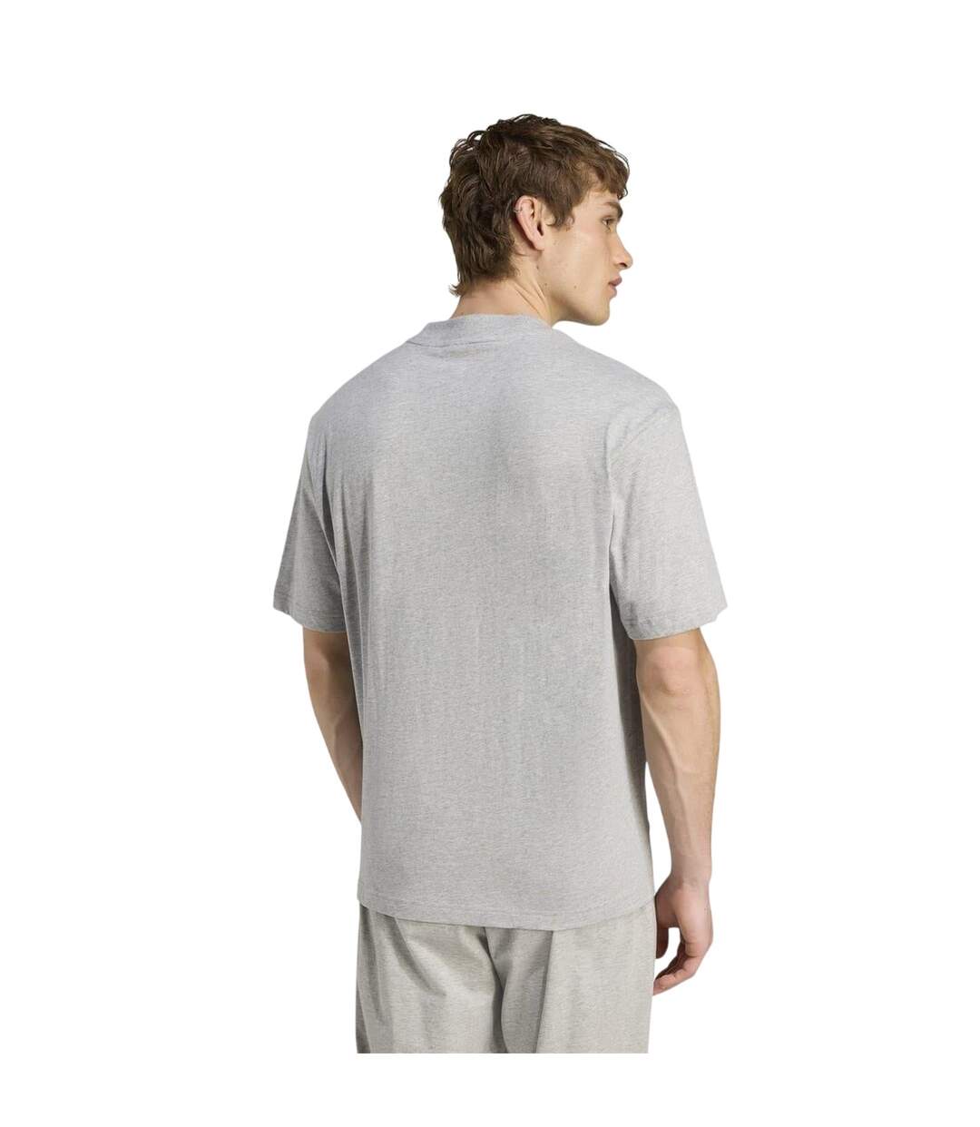 Mens Logo Cotton Regular T-shirt Grey Heather Adidas-3