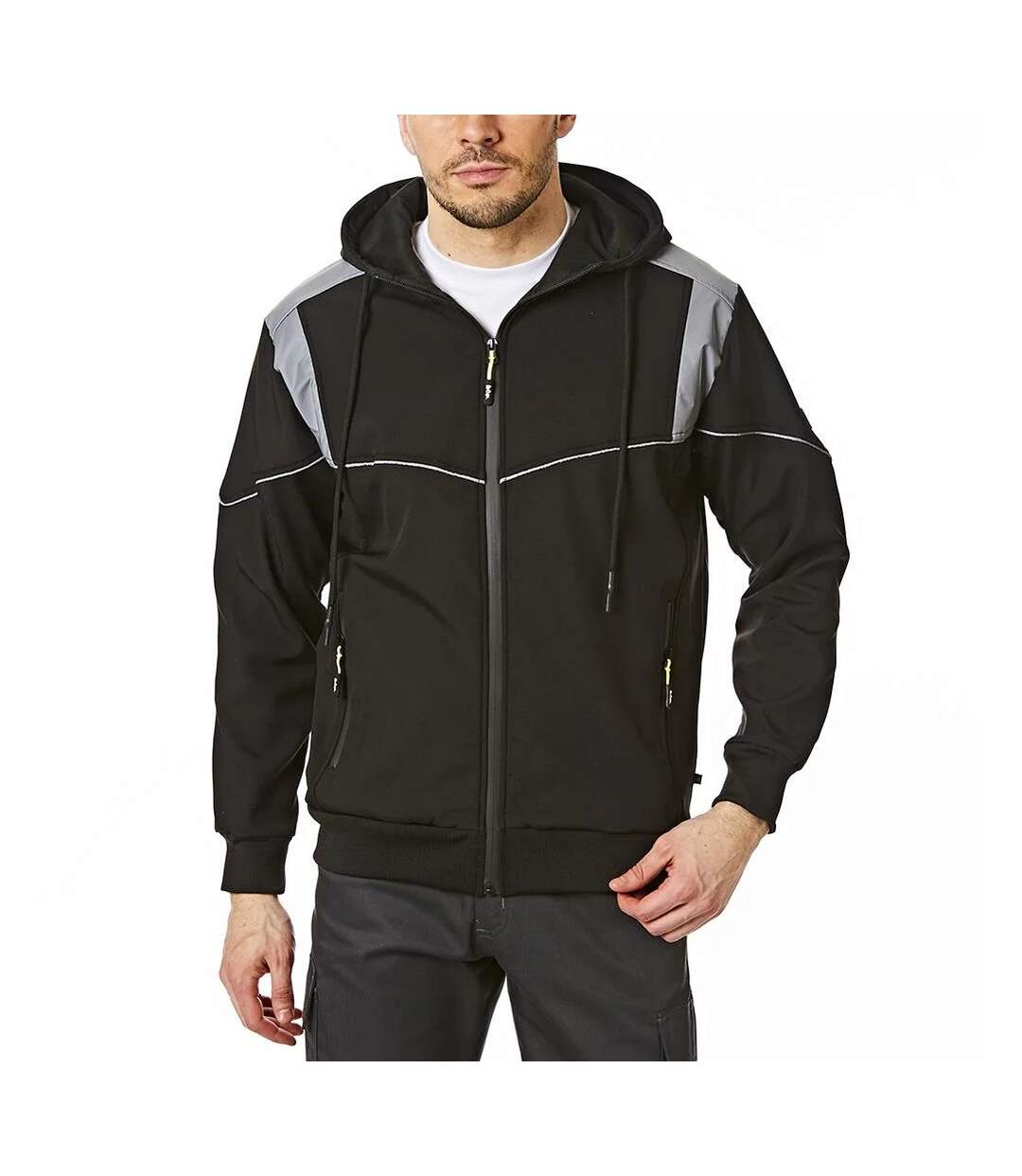 Mens Reflective Hooded Jacket Black Lee Cooper-1