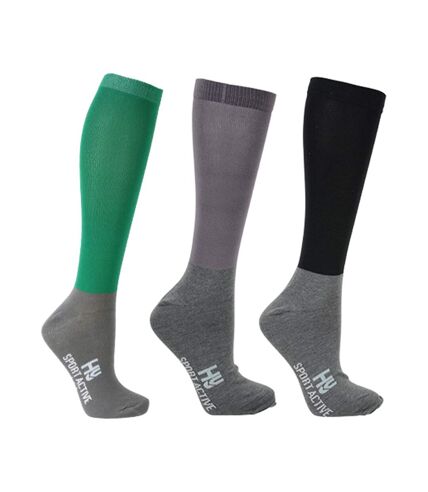 Hy Womens/Ladies Active Socks (Pack of 3) (Spearmint Green/Pencil Point Grey/Black) - UTBZ4548