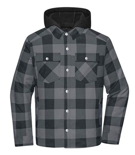 Veste surchemise à carreaux - Unisexe - JN1872 - noir et gris