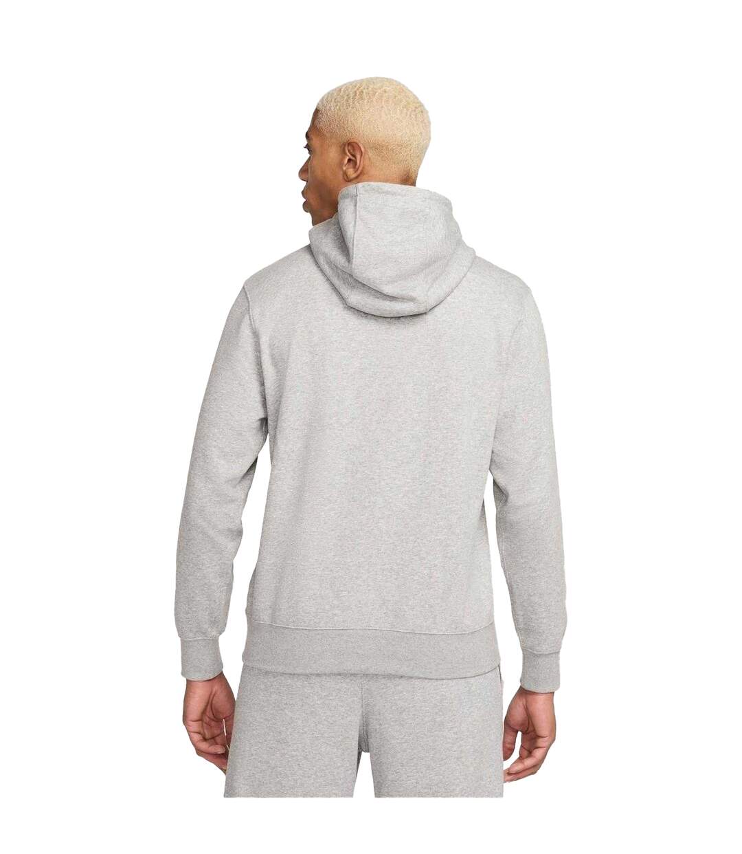 Mens Club Regular Hoodie Heather Grey White Nike-2