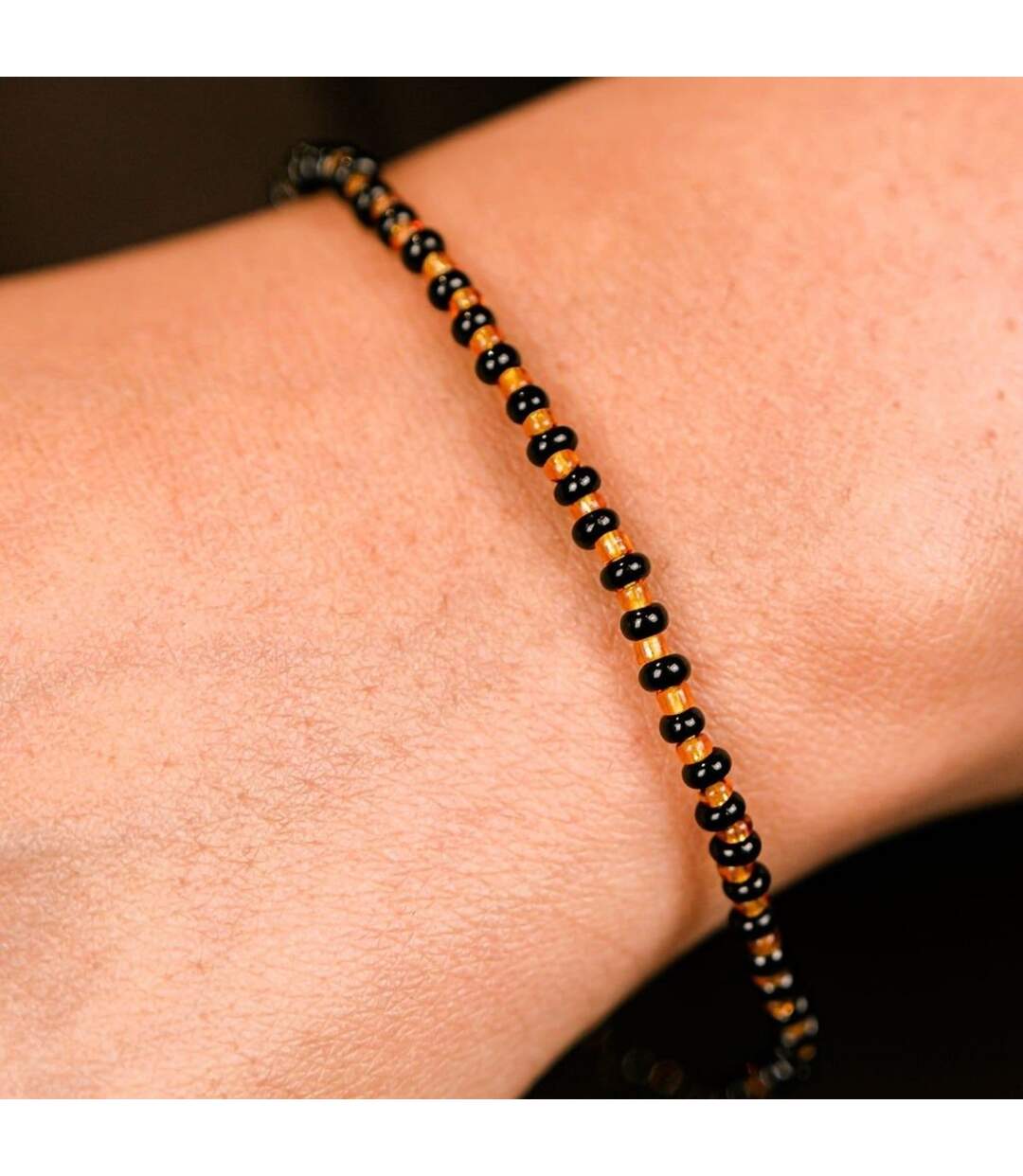 Black Golden Mangalsutra Tiny Black Bead Everyday Kids Nazaria Bracelet-2