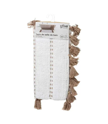 Tapis Salle de Bain Pompons 50x75cm Taupe