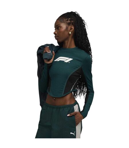 Womens/ladies Lifestyle Formula 1 Long-sleeved Corset Top Green Terrain Puma