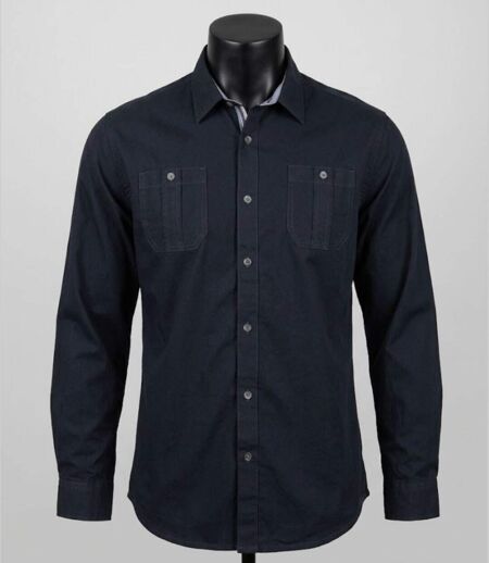 WINCHESTER TONIGHT1 — Chemise à carreaux manches longues noir : confort et texture en pur coton