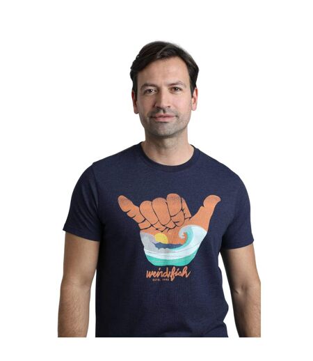 Mens hang loose graphic t-shirt dark blue Weird Fish