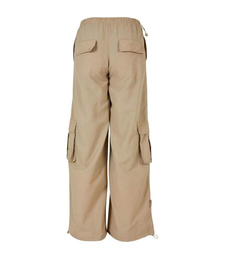 Womens/ladies Nylon Crinkled Wide Cargo Trousers Concrete Urban Classics