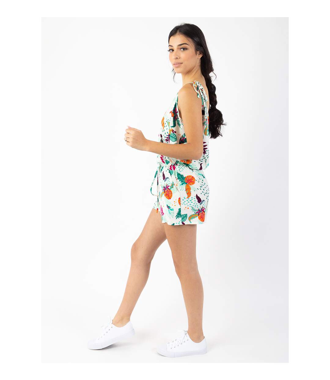 Combi-Short femme fluide Samia motif fleuri Coton Du Monde