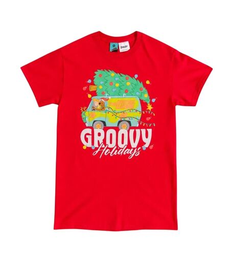T-shirt Groovy Holidays Adulte Rouge Scooby Doo