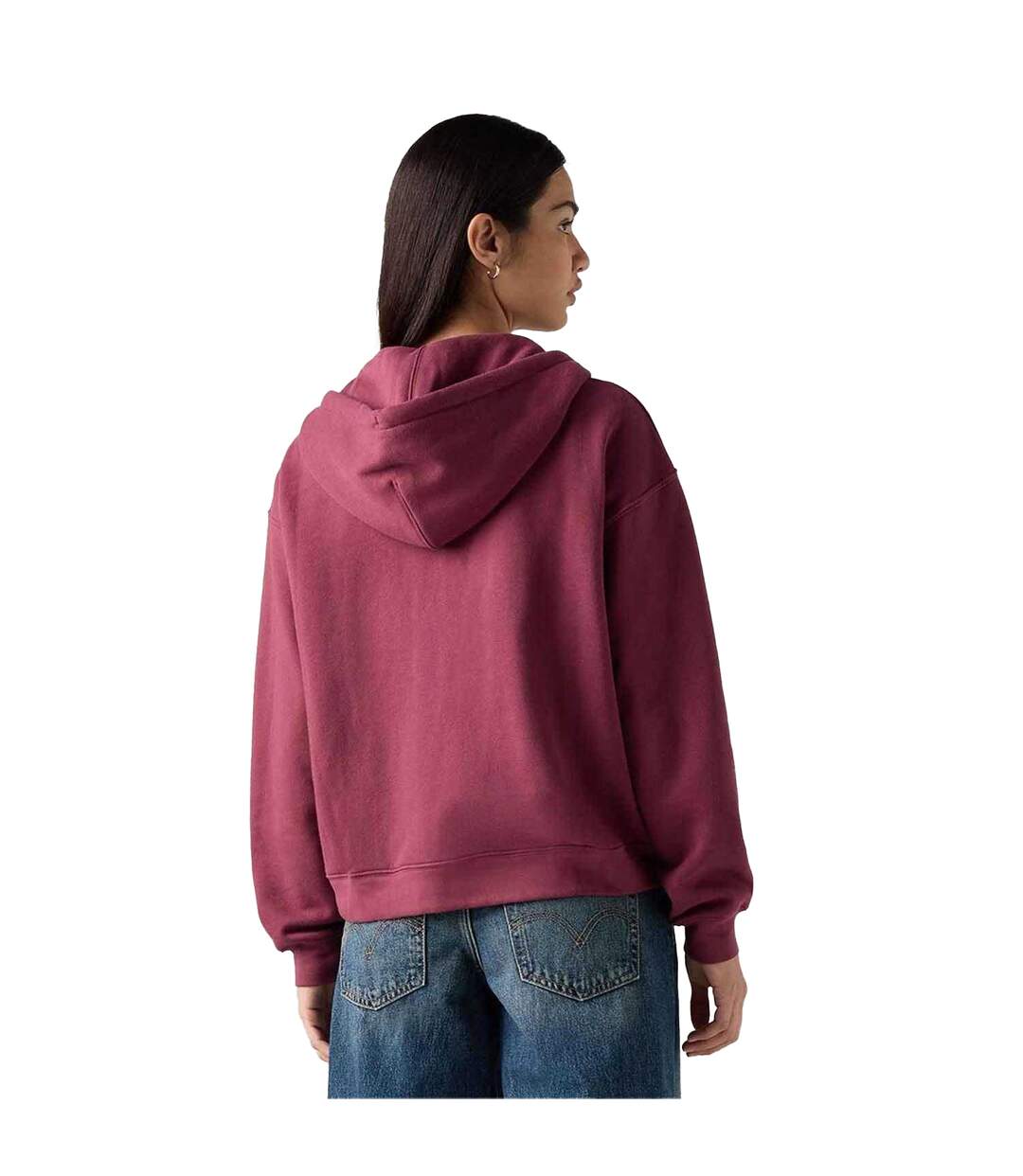 Womens/ladies Everyday Full Zip Hoodie Burgundy Levis-3