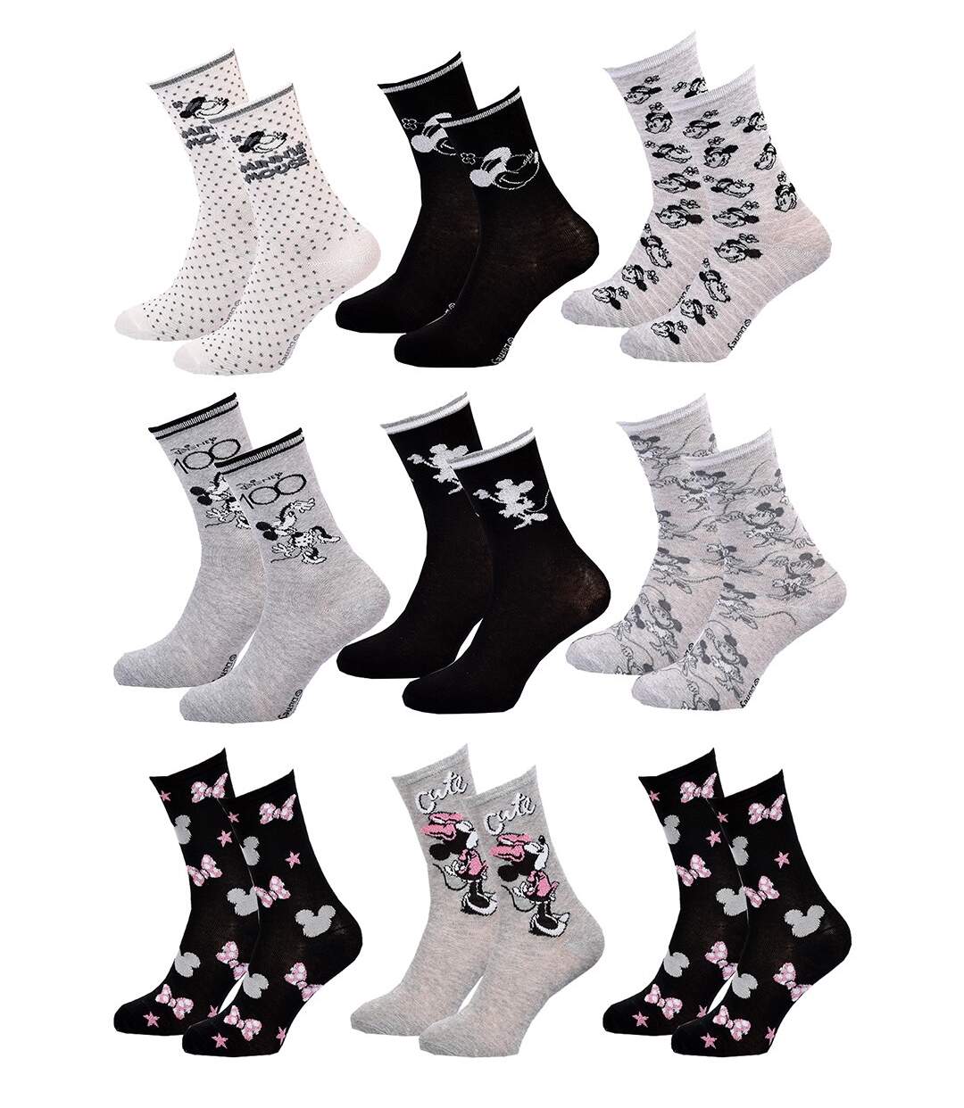 Chaussettes Pack Femme MINNIE Pack de 9 Paires Chaussettes SURPRISE-1