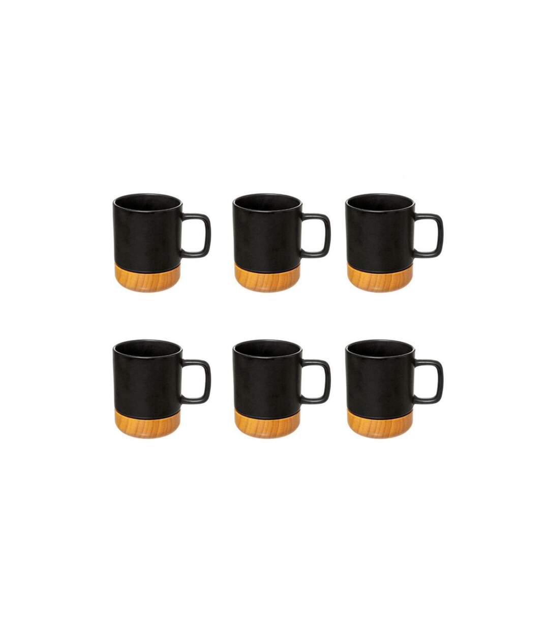 Lot de 6 Mugs Ronds Modern Wood 43cl Noir-1