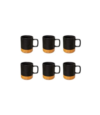 Lot de 6 Mugs Ronds Modern Wood 43cl Noir