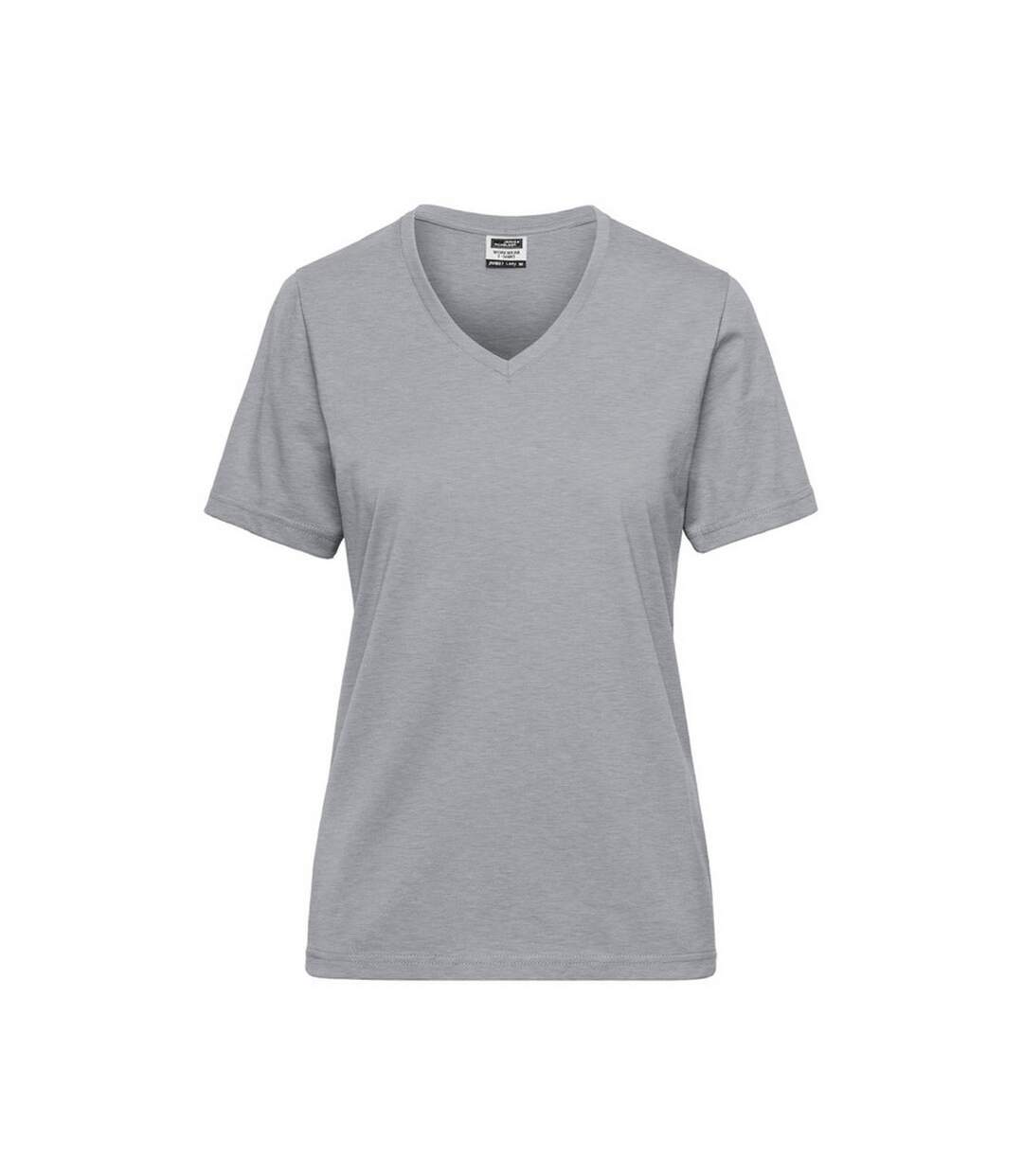 T-shirt Bio Workwear Femme Gris Chiné James And Nicholson-1