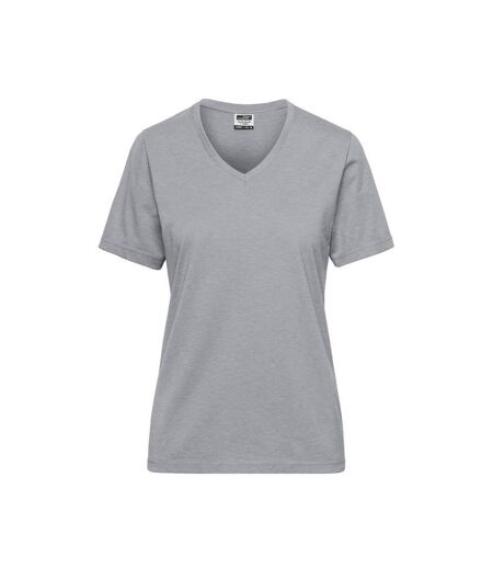 T-shirt Bio Workwear Femme Gris Chiné James And Nicholson