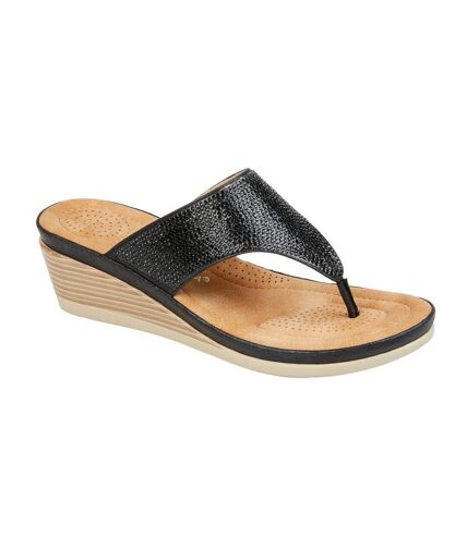 Cipriata Womens/Ladies Sandra Sparkle Diamante Wedge Sandals (Black) - UTDF2324