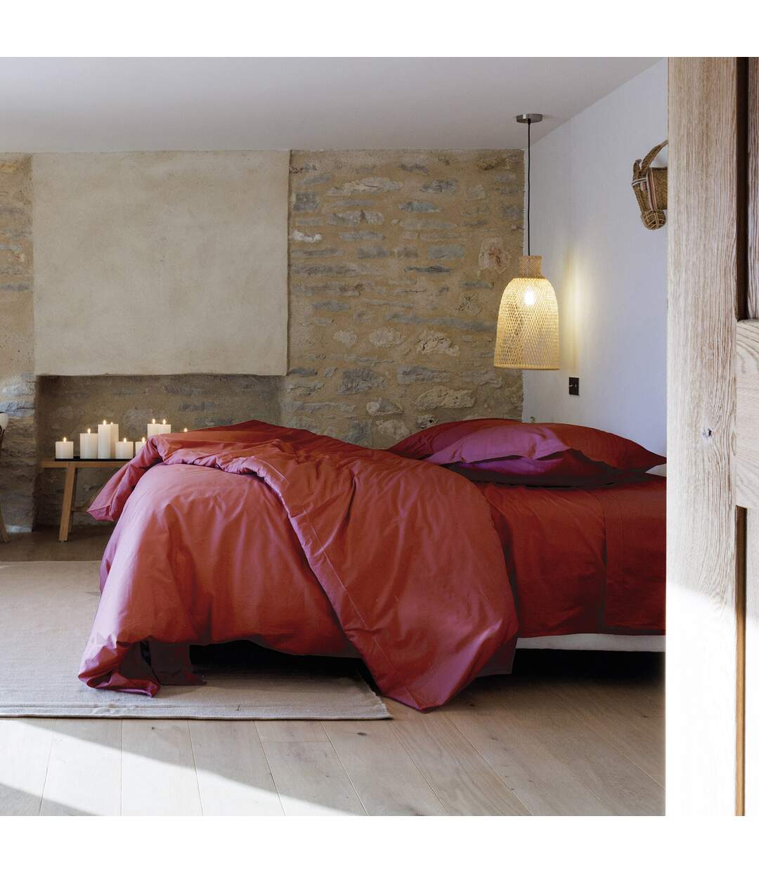 Parure de lit uni percale de coton MANOIR Taie 50x70 cm-1