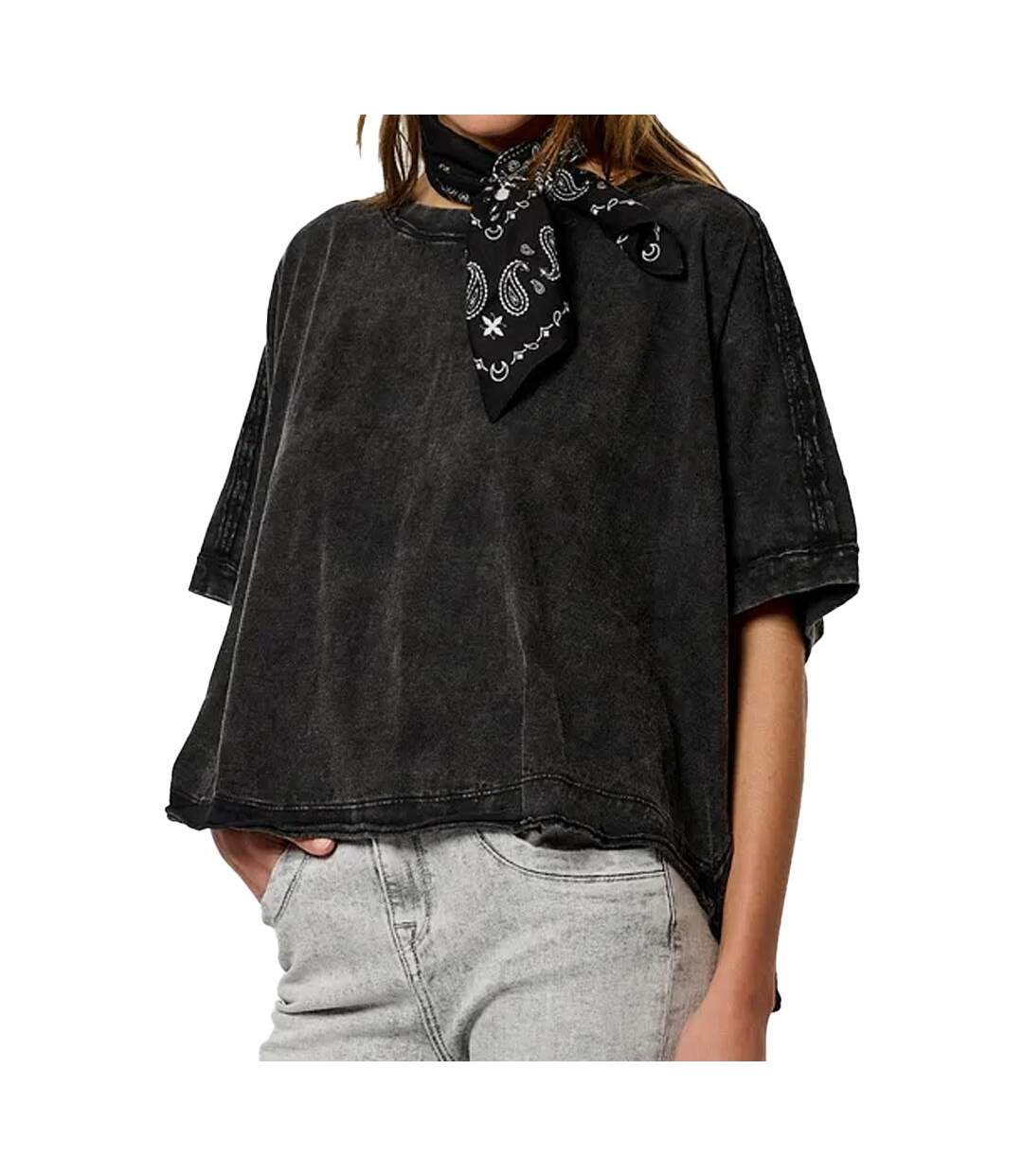 T-shirt noir femme kaporal vison-1