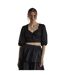 Womens/ladies Twisted Knot Front Puff Sleeve Crop Top Black Glamorous-2