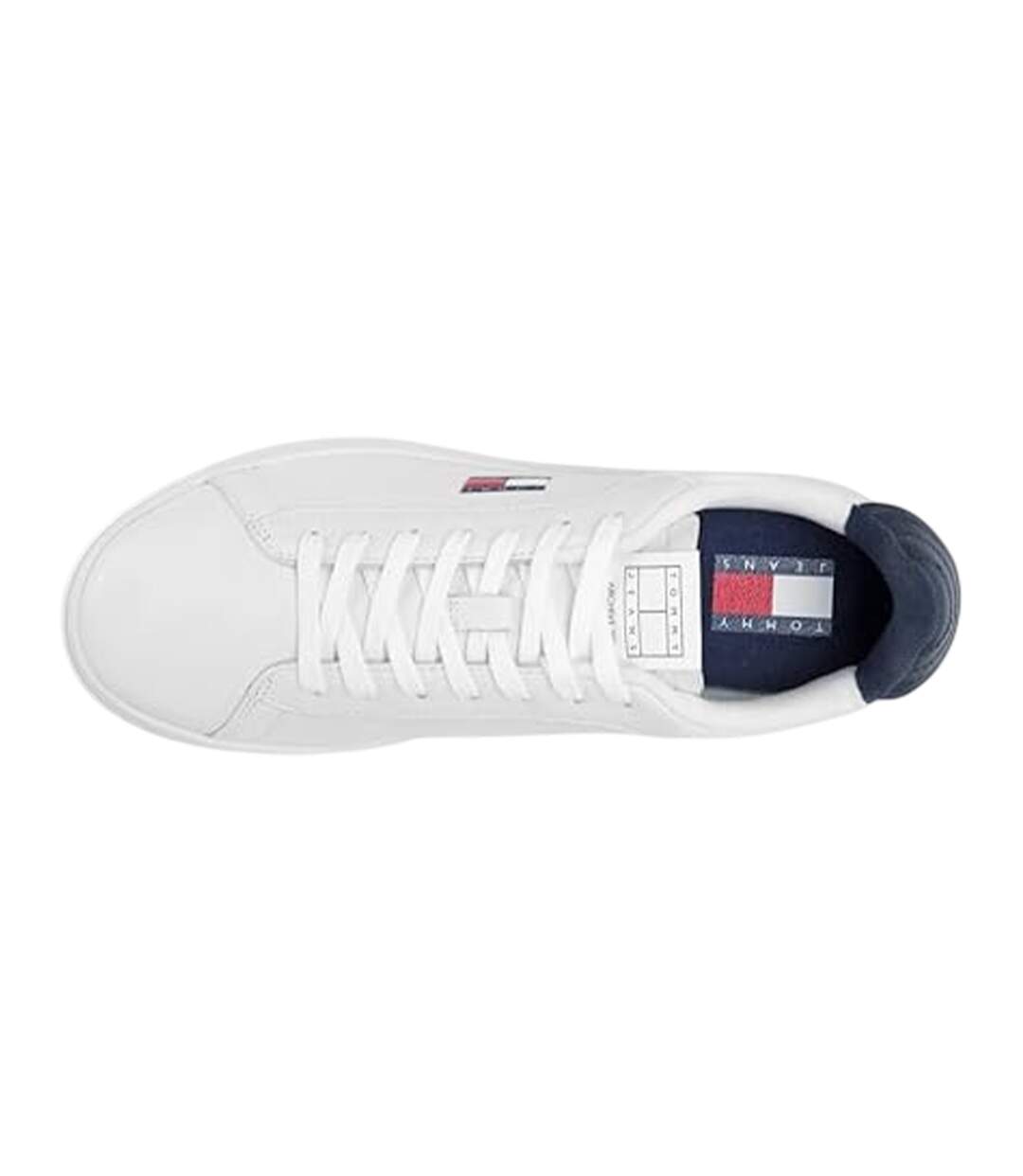Womens/ladies Archive 98 Elvatd Logo Leather Casual Trainers Ecru Navy Tommy Jeans-3