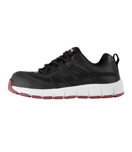 Womens/ladies Maine Sb Steel Toe Cap Safety Shoes Black Fuchsia Dunlop