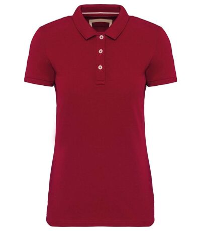 Polo vintage manches courtes - Femme - KV2207 - rouge foncé