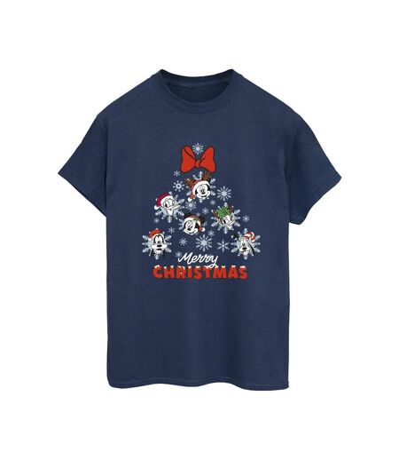 Disney Womens/Ladies Mickey Mouse And Friends Christmas Tree Cotton Boyfriend T-Shirt (Bleu marine) - UTBI39314