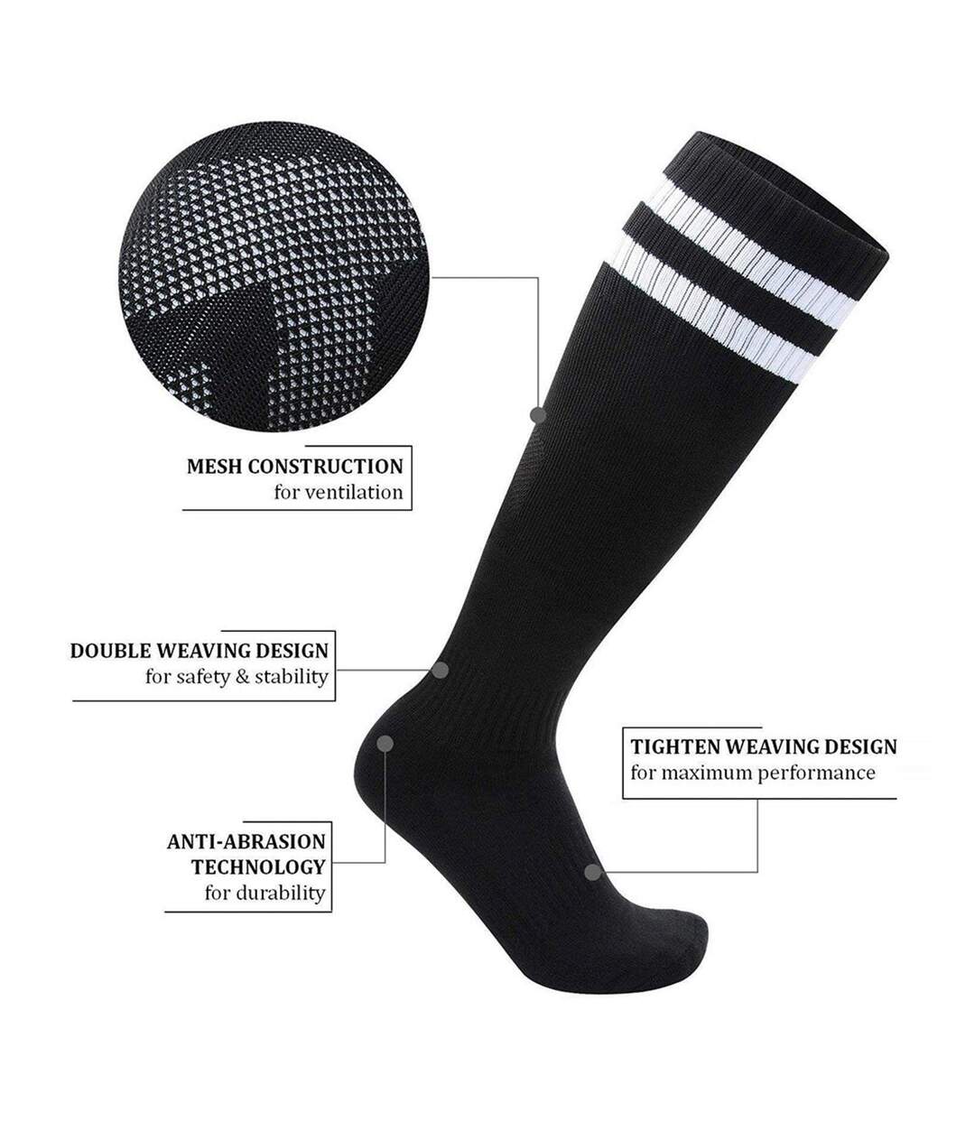 Chaussettes De Foot Motif/style Rayé Homme Vert Blanc Floso-2
