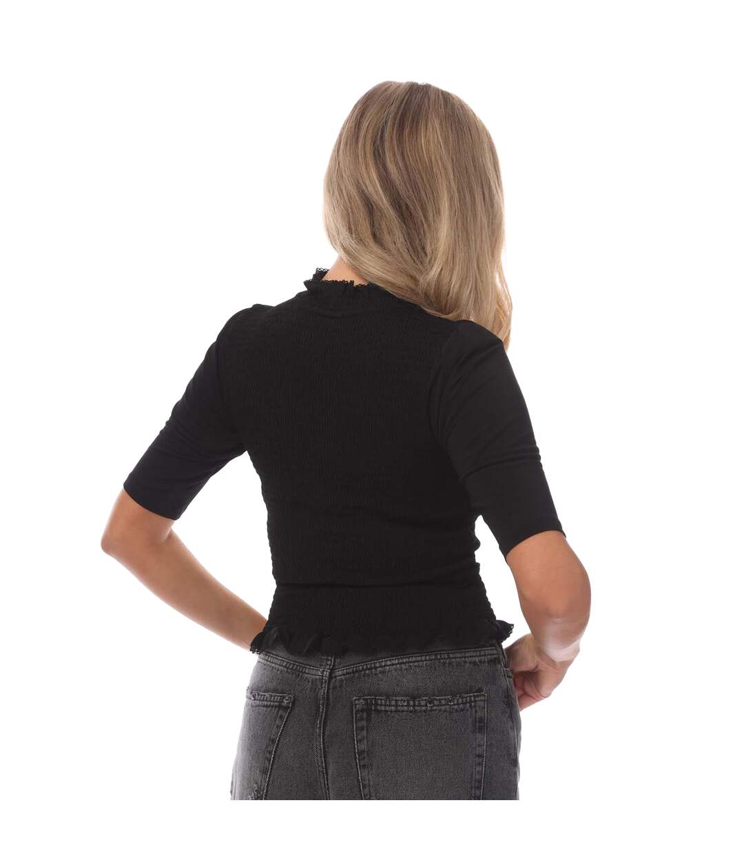 Womens/ladies dandelia ruffled top black Hugo-2