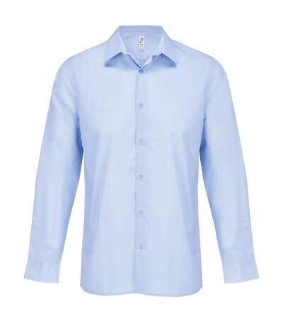 Unisex Adult Bailey Poplin Long-sleeved Shirt Sky Blue SOLS