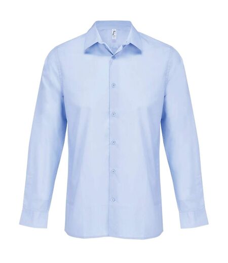 Unisex Adult Bailey Poplin Long-sleeved Shirt Sky Blue SOLS
