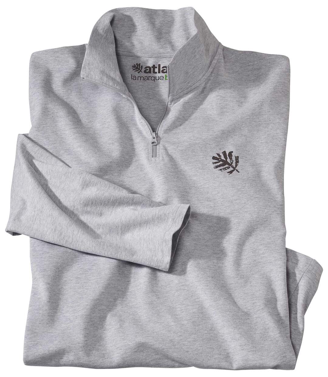 Le Polo Zippé Homme en Coton Bio Gris Chiné-1