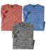 Pack of 3 Men's Active T-Shirts - Grey Coral Blue 