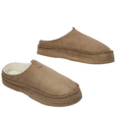 Men's Cozy Faux Suede Slippers - Sherpa Lining