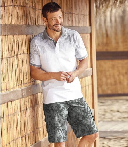 Men's Palm Print Cargo Shorts - Grey